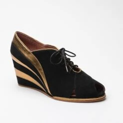 American Duchess PRE-ORDER Esme Women's 1930s Wedges (Gold/Black) 9 American Duchess PRE-ORDER Esme Women's 1930s Wedges (Gold/Black) -StrideOne Store Esme 6