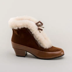American Duchess Alpen Women's Retro Winter Booties (Brown/Ivory) -StrideOne Store alpen retro winter booties brown ivory 3