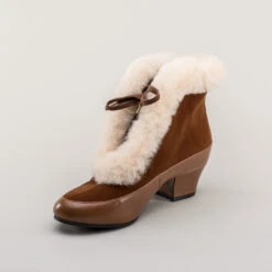 American Duchess Alpen Women's Retro Winter Booties (Brown/Ivory) -StrideOne Store alpen retro winter booties brown ivory 8