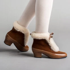 American Duchess Alpen Women's Retro Winter Booties (Brown/Ivory) -StrideOne Store alpen retro winter booties brown ivory OF 3