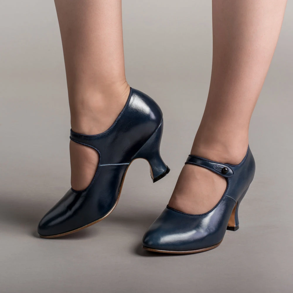 American Duchess Anna May Women's 1920s Mary Jane High Heels (Navy) 4 American Duchess Anna May Women's 1920s Mary Jane High Heels (Navy) - Image 2