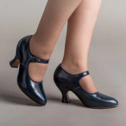 American Duchess Anna May Women's 1920s Mary Jane High Heels (Navy)