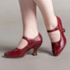 American Duchess Anna May Women's 1920s Mary Jane High Heels (Oxblood)