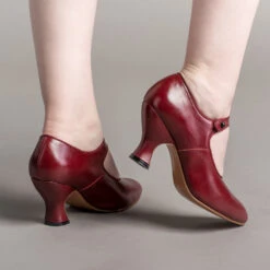 American Duchess Anna May Women's 1920s Mary Jane High Heels (Oxblood) -StrideOne Store anna may 1920s mary jane high heels oxblood of 3