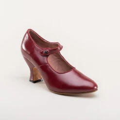 American Duchess Anna May Women's 1920s Mary Jane High Heels (Oxblood) -StrideOne Store anna may 1920s mary jane high heels oxblood w 2