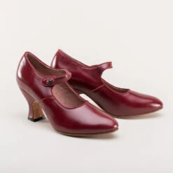 American Duchess Anna May Women's 1920s Mary Jane High Heels (Oxblood) -StrideOne Store anna may 1920s mary jane high heels oxblood w