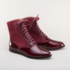 American Duchess Anne Women's Boots (Oxblood) -StrideOne Store anne edwardian lace up boots oxblood