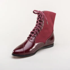 American Duchess Anne Women's Boots (Oxblood) -StrideOne Store anne edwardian lace up boots oxblood 8