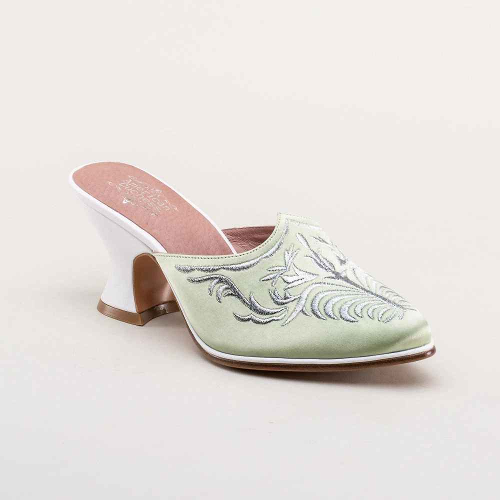 American Duchess Antoinette Women's 18th Century Mules (Green) 6 American Duchess Antoinette Women's 18th Century Mules (Green) - Image 4
