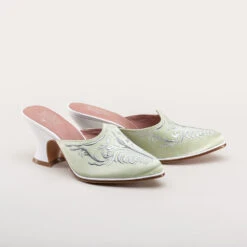 American Duchess Antoinette Women's 18th Century Mules (Green) 28 American Duchess Antoinette Women's 18th Century Mules (Green) -StrideOne Store antoinette 18th century mules green