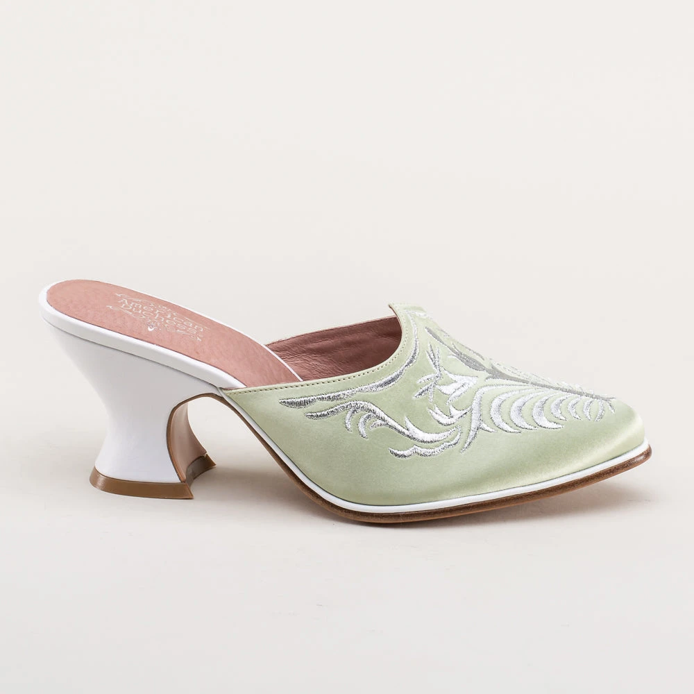 American Duchess Antoinette Women's 18th Century Mules (Green) 7 American Duchess Antoinette Women's 18th Century Mules (Green) - Image 5