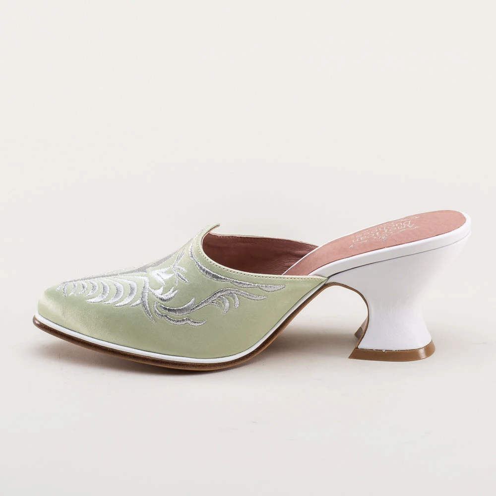 American Duchess Antoinette Women's 18th Century Mules (Green) 11 American Duchess Antoinette Women's 18th Century Mules (Green) - Image 9