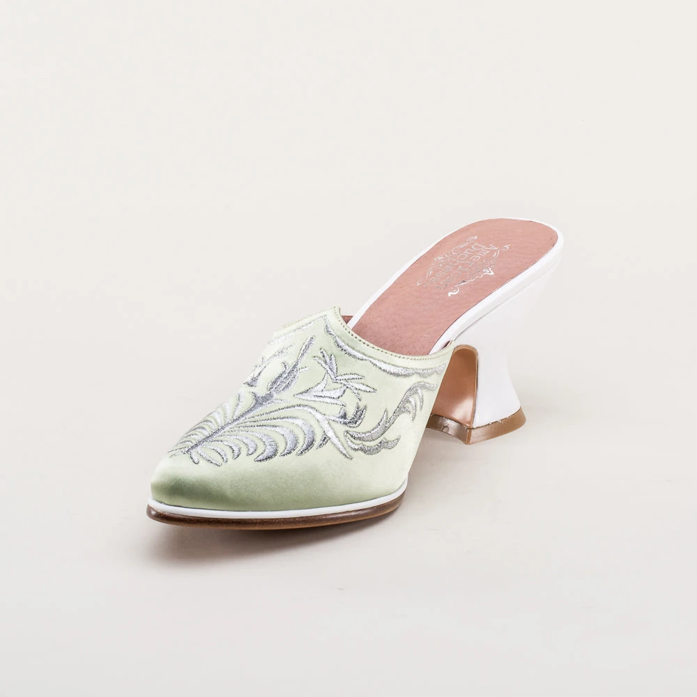 American Duchess Antoinette Women's 18th Century Mules (Green) 12 American Duchess Antoinette Women's 18th Century Mules (Green) - Image 10