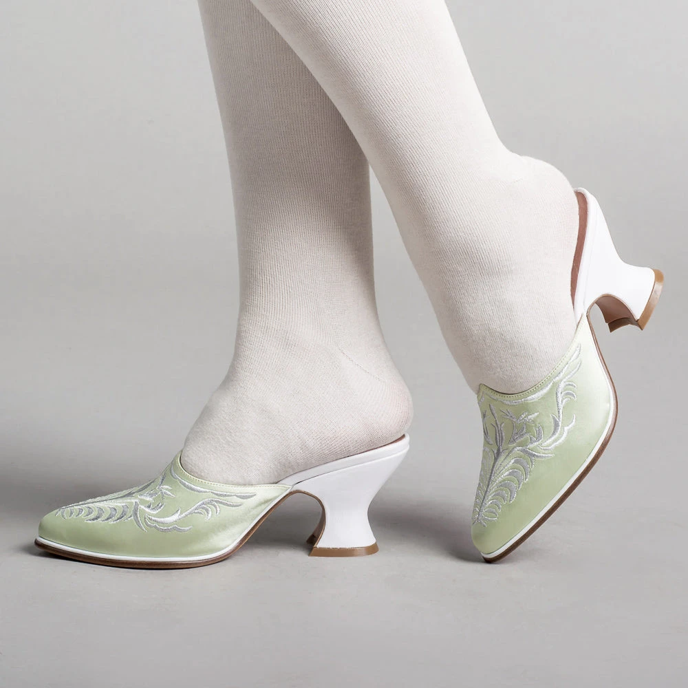 American Duchess Antoinette Women's 18th Century Mules (Green) 4 American Duchess Antoinette Women's 18th Century Mules (Green) - Image 2