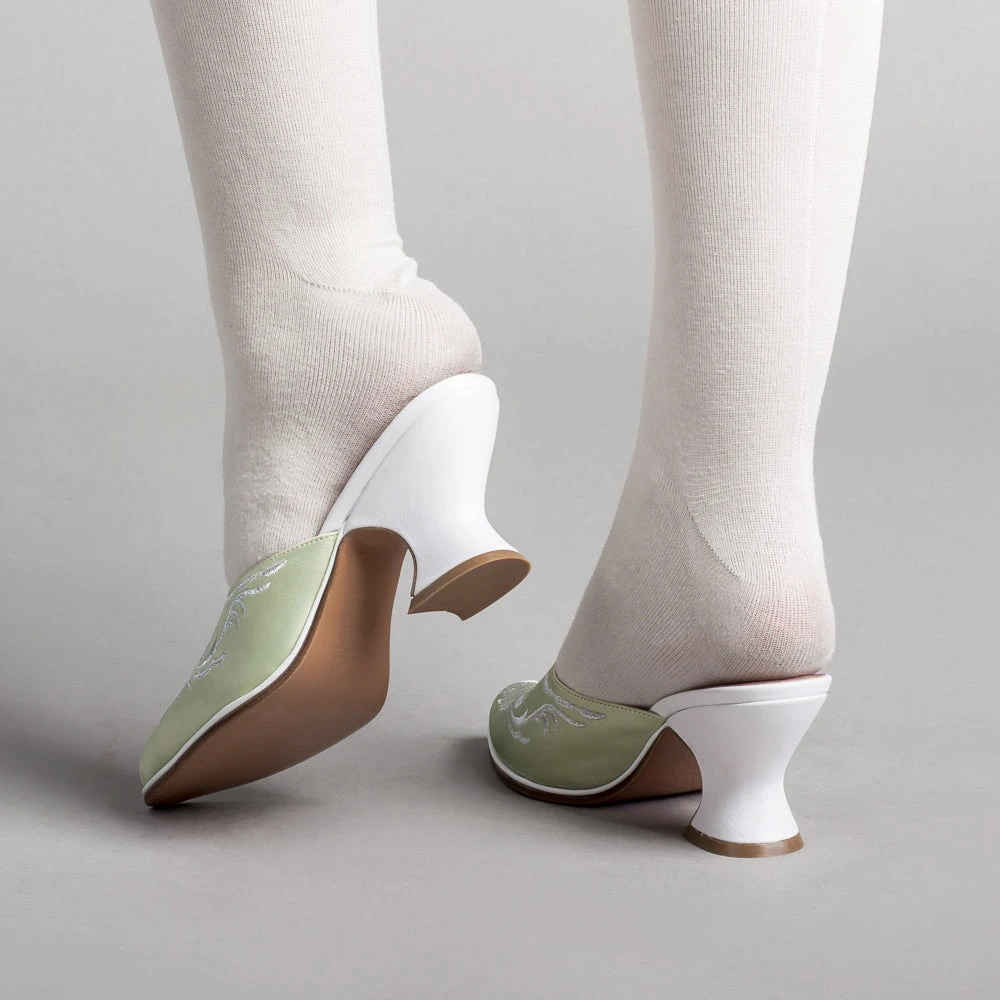 American Duchess Antoinette Women's 18th Century Mules (Green) 5 American Duchess Antoinette Women's 18th Century Mules (Green) - Image 3