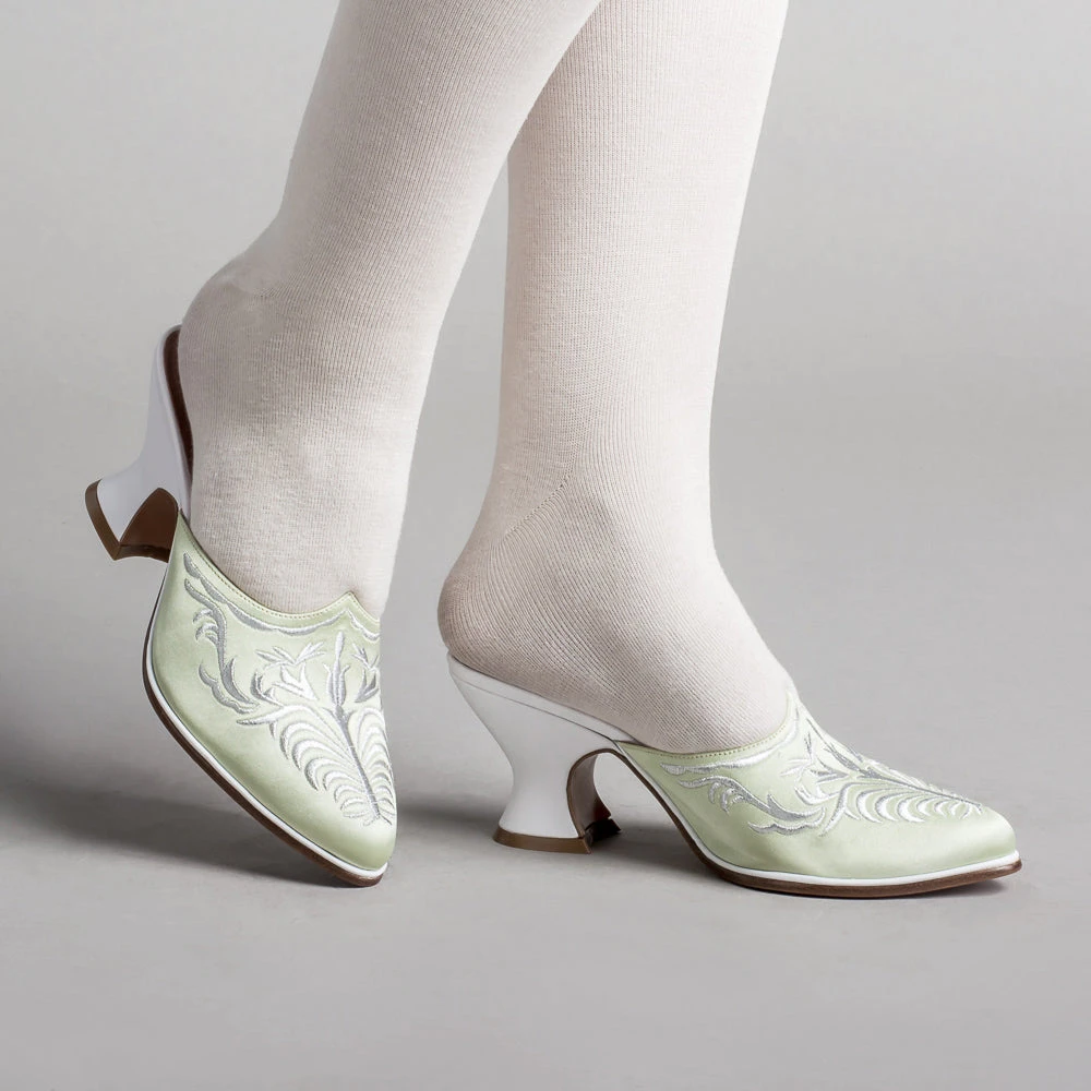 American Duchess Antoinette Women's 18th Century Mules (Green) 3 American Duchess Antoinette Women's 18th Century Mules (Green)