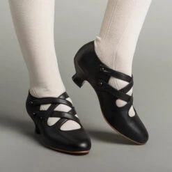 American Duchess Astoria Women's Edwardian Leather Shoes (Black)