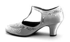 American Duchess Daisy Women's Embroidered T-Straps (Blue) -StrideOne Store bata daisy 1920s embroidered flapper shoes blue label no display