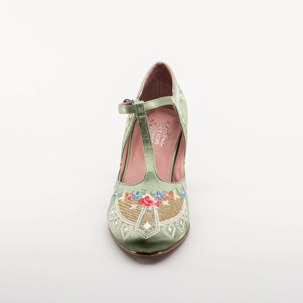 American Duchess Daisy Women's Embroidered T-Straps (Green) 14 American Duchess Daisy Women's Embroidered T-Straps (Green) - Image 12