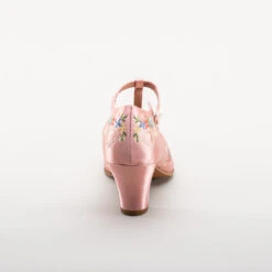 American Duchess Daisy Women's Embroidered T-Straps (Pink) -StrideOne Store bata daisy 1920s embroidered flapper shoes pink 5
