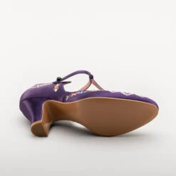 American Duchess Daisy Women's Embroidered T-Straps (Purple) -StrideOne Store bata daisy 1920s embroidered flapper shoes purple 10