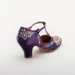 American Duchess Daisy Women's Embroidered T-Straps (Purple) -StrideOne Store bata daisy 1920s embroidered flapper shoes purple 4