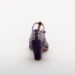 American Duchess Daisy Women's Embroidered T-Straps (Purple) -StrideOne Store bata daisy 1920s embroidered flapper shoes purple 5