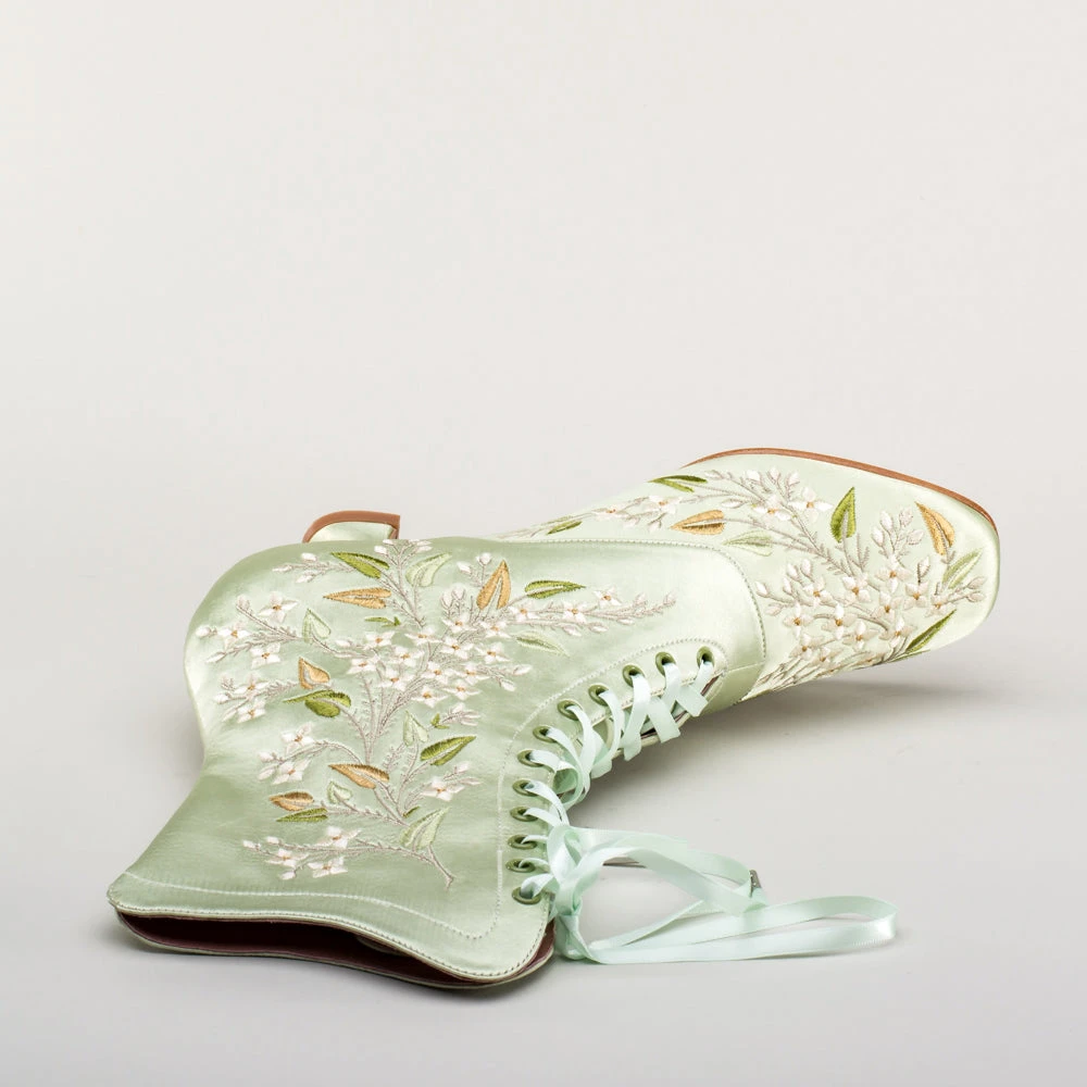 American Duchess Flora Women's Embroidered Boots (Celadon Green) 16 American Duchess Flora Women's Embroidered Boots (Celadon Green) - Image 14