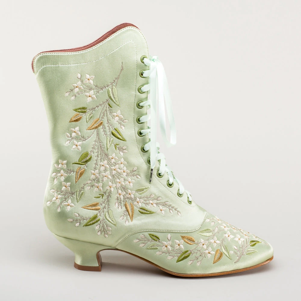 American Duchess Flora Women's Embroidered Boots (Celadon Green) 8 American Duchess Flora Women's Embroidered Boots (Celadon Green) - Image 6