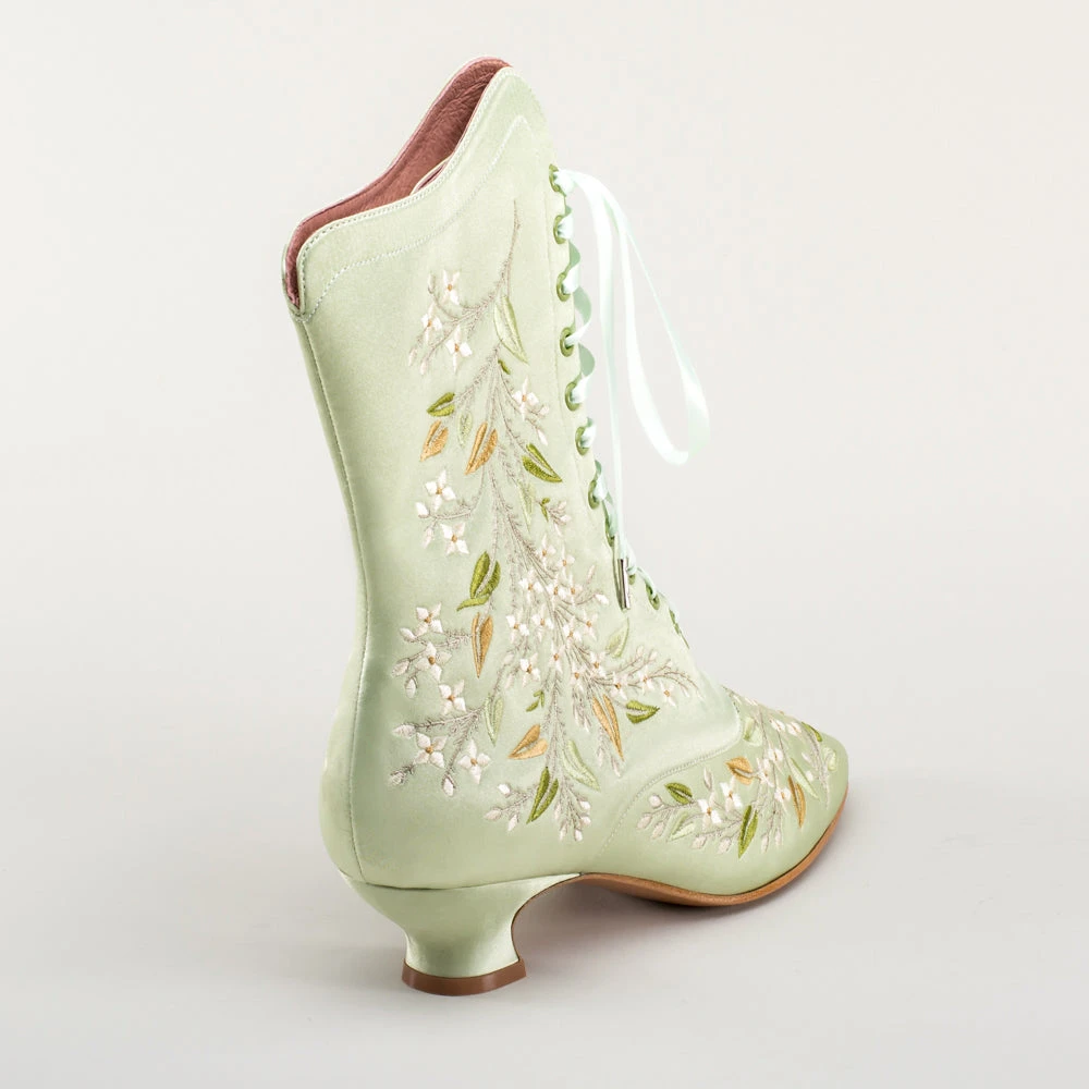 American Duchess Flora Women's Embroidered Boots (Celadon Green) 9 American Duchess Flora Women's Embroidered Boots (Celadon Green) - Image 7