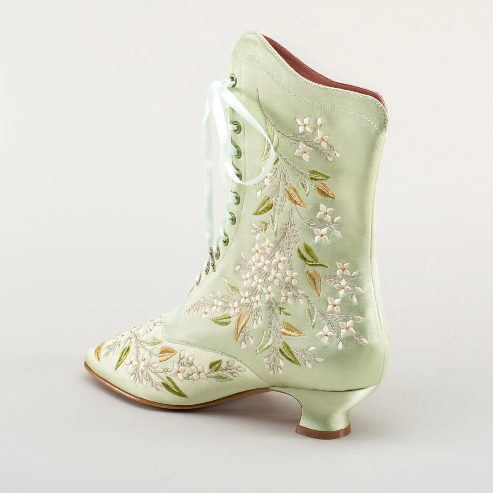 American Duchess Flora Women's Embroidered Boots (Celadon Green) 11 American Duchess Flora Women's Embroidered Boots (Celadon Green) - Image 9