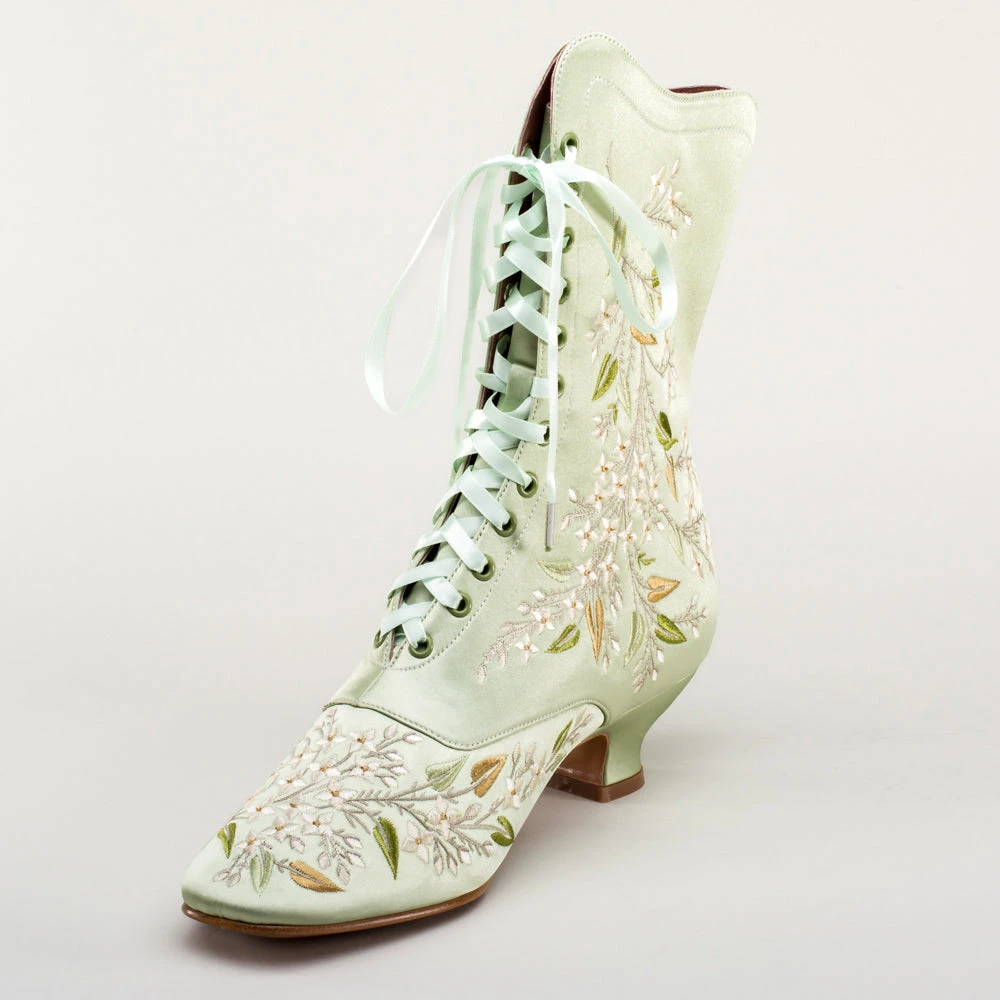 American Duchess Flora Women's Embroidered Boots (Celadon Green) 13 American Duchess Flora Women's Embroidered Boots (Celadon Green) - Image 11