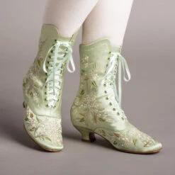 American Duchess Flora Women's Embroidered Boots (Celadon Green)