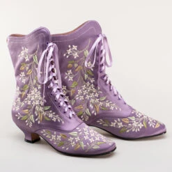 American Duchess Flora Women's Embroidered Boots (Lavender) -StrideOne Store bata flora embroidered boots lavender