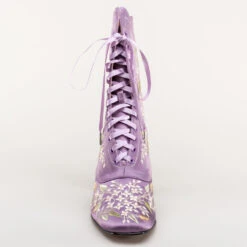 American Duchess Flora Women's Embroidered Boots (Lavender) -StrideOne Store bata flora embroidered boots lavender 9