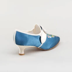 American Duchess Primrose Women's 18th Century Shoes (Blue/Ivory) -StrideOne Store bata primrose embroidered 18th century shoes blue 4