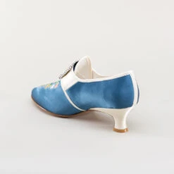American Duchess Primrose Women's 18th Century Shoes (Blue/Ivory) -StrideOne Store bata primrose embroidered 18th century shoes blue 6