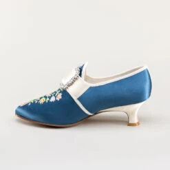 American Duchess Primrose Women's 18th Century Shoes (Blue/Ivory) -StrideOne Store bata primrose embroidered 18th century shoes blue 7