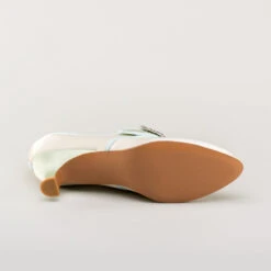 American Duchess Primrose Women's 18th Century Shoes (Ivory/Celadon Green) -StrideOne Store bata primrose embroidered 18th century shoes ivory celadon 10