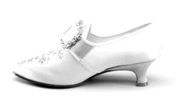 American Duchess Primrose Women's 18th Century Shoes (Ivory/Celadon Green) -StrideOne Store bata primrose embroidered 18th century shoes ivory celadon label no display