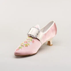 American Duchess Primrose Women's 18th Century Shoes (Pink/Ivory) -StrideOne Store bata primrose embroidered 18th century shoes pink 8