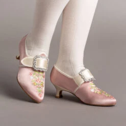 American Duchess Primrose Women's 18th Century Shoes (Pink/Ivory)