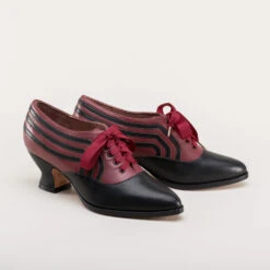 American Duchess Bernadette Women's Edwardian Oxfords Wide (Burgundy/Black) -StrideOne Store bernadette banner edwardian oxfords burgundy black w ee8f77ca eb42 4213 8153 ba1890e2c094
