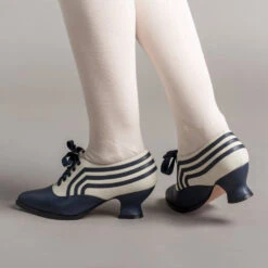 American Duchess Bernadette Women's Edwardian Oxfords (Navy/Ivory) -StrideOne Store bernadette banner edwardian oxfords navy ivory of 3