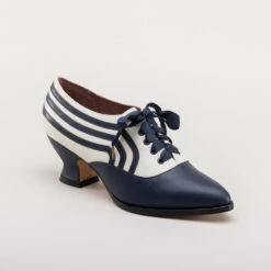 American Duchess Bernadette Women's Edwardian Oxfords (Navy/Ivory) -StrideOne Store bernadette banner edwardian oxfords navy ivory w 2