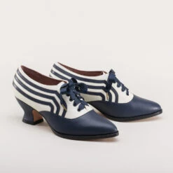 American Duchess Bernadette Women's Edwardian Oxfords (Navy/Ivory) -StrideOne Store bernadette banner edwardian oxfords navy ivory w