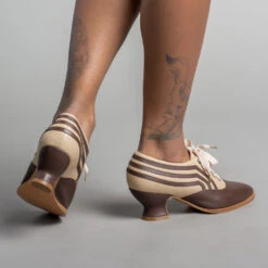 American Duchess Bernadette Women's Edwardian Oxfords (Tan/Brown) -StrideOne Store bernadette edwardian oxfords tan brown c of 3