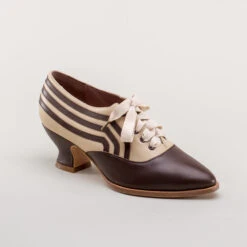 American Duchess Bernadette Women's Edwardian Oxfords (Tan/Brown) -StrideOne Store bernadette edwardian oxfords tan brown c w 2