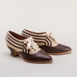 American Duchess Bernadette Women's Edwardian Oxfords (Tan/Brown) -StrideOne Store bernadette edwardian oxfords tan brown c w
