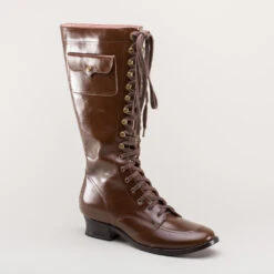 American Duchess Bessie Women's Vintage Aviator Boots (Brown) -StrideOne Store bessie coleman vintage leather aviator boots brown 2